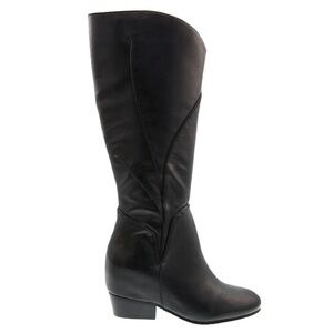 Anthropologie Naya Fjord Hidden Wedge Black Leather Knee-High Boots Size 7.5